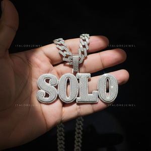 Collar con Colgante de Letra Hip Hop SOLO, Plata 925 Chapada en Oro, con Moissanita, Joyería Moderna, Regalo - Product Image 4
