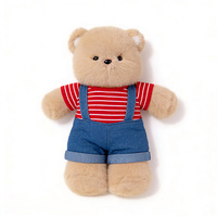 Nouvel Ours en Peluche avec Salopette Personnalisable, Peluche Ours Marron, Jouet en Peluche