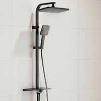 Colonne de douche murale réglable noir mat à effet pluie, haute pression, en acier inoxydable SS304, avec douchette à main