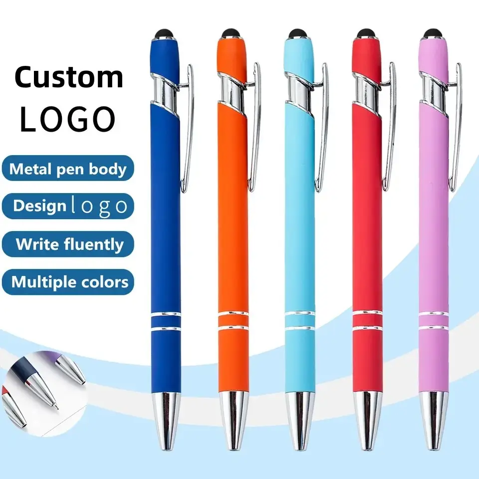 Promosyon yenilik dokunmatik Metal alüminyum özelleştirilmiş kalem tükenmez kalem tükenmez kalemler ile özel logo
