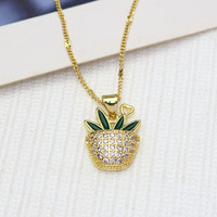 Collar NZ1717 con Colgante de Cactus en Maceta, Chapado en Oro, con Micro Pavé de Circonitas, para Mujer, Joyería de Verano