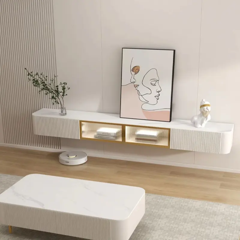 Moderni porta TV e tavolino mobile TV in marmo Set tavoli centrali con luce sensore intelligente