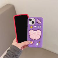 Design de mode 3D Support Silicone 3D Téléphone étui pour iphone 17 16 15 Pro Max 14 13 6 7 8 Anti Chute Protéger La Couverture Arrière