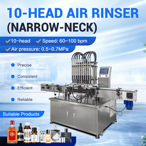 <span class=keywords><strong>Machine</strong></span> de lavage et de nettoyage automatique à 10 têtes en acier inoxydable à ions négatifs pour bouteilles cosmétiques, alimentaires, en verre et en PP - Product Image 2