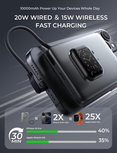 Cargador Inalámbrico Magnético LISEN, Banco de Energía de 10000 mAh, <span class=keywords><strong>Batería</strong></span> <span class=keywords><strong>Externa</strong></span> Delgada y Portátil para Viajes en Auto, Carga de Emergencia para Teléfono - Product Image 2