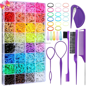 BELLEWORLD - Juego Completo de Herramientas y Materiales para Peinar el Cabello, Bandas Elásticas de Colores para el Cabello, Peine de Salón, en Caja - Product Image 1