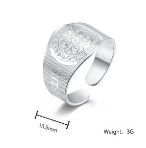 Nouvelle bague en acier inoxydable de 13.5mm, argent, or, jésus extravagiste, ouverture croisée, bague réglable en acier inoxydable, bagues de doigt - Product Image 2