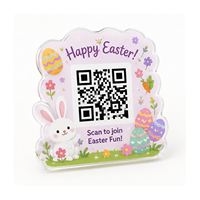 Letrero Ligero de Acrílico con Diseño de Conejito Feliz y Huevo, Logotipo Personalizado Impreso, Placa Decorativa para Pascua, Letrero con Código QR para Decoración de Mesa, Pared o Ventana