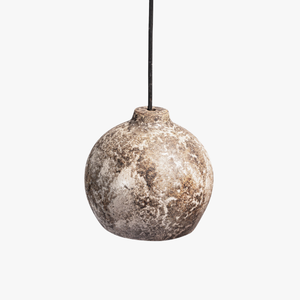 Suspension en céramique texturée marron, forme sphérique, avec ampoule LED E27, style minimaliste, taille moyenne. - Product Image 1