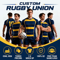 Produsen Jersey Rugby Kustom ODM, Seragam Tim Australia Selandia Baru, Baju Olahraga Liga Union, Model Pro Fit Bergaris Biru, Pabrik