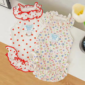 Robe florale d'été fine et respirante pour animaux de compagnie, jupe de princesse mignonne pour chiens et chats, bord roulé, vente en gros transfrontalière - Product Image 4