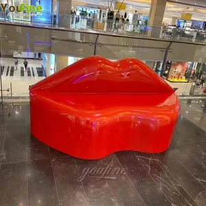 Moderne rote Lippen-Edelstahl bank für Hotel und Platz