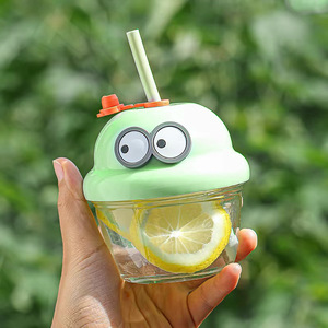 Schattige Mini Ins Stro Glazen Beker Voor Koffie Of Water High-Value Trendy Cartoon Design Voor Koppels - Product Image 4