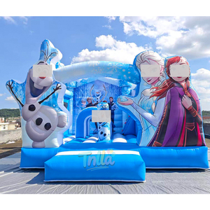 Château gonflable commercial pour enfants, thème dessin animé La Reine des Neiges, avec toboggan - Product Image 2