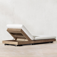 Chaise longue d'extérieur en teck, lit de soleil double, imperméable, mobilier en teck pour piscine, plage, hôtel, terrasse, chaises longues