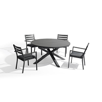 Uland-Juego de mesa plegable con forma de mariposa para jardín, mesa y sillas para exteriores, forma redonda