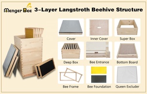 New Beekeeping Honey Beehive 10 <b>Frames</b> 3 Layers China Fir Langstroth Bee Hive Box 20mm Thickness Unassembled - Product Image 4
