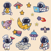 Dessin animé astronaute Robot Spaceman autocollants auto-adhésifs patchs brodés pour les enfants