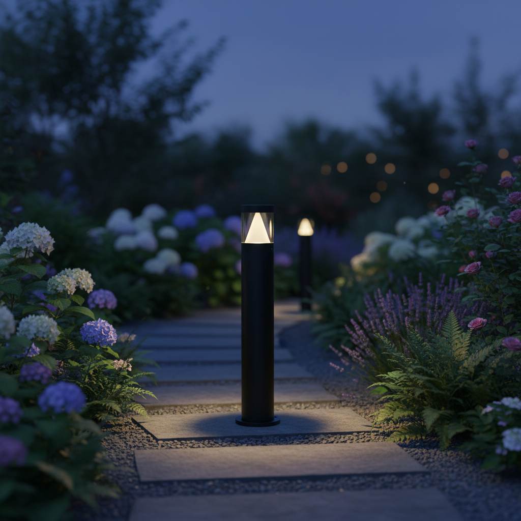 Dimmable IP65 Rated 10W LED Landscape Bollard Light Remote Control Metal Construction Garden Outdoor Use Electric Powered