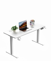 Bureau QB moderne, électrique, automatique, simple, réglable en hauteur, avec plateau relevable pour ordinateur, cadre blanc, bureau à hauteur réglable