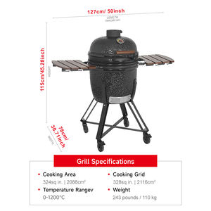 SEB KAMADO 21 Inch <span class=keywords><strong>GRILL</strong></span> CERAMIC CHARCOAL <span class=keywords><strong>Grill</strong></span> Master Series <span class=keywords><strong>Chef</strong></span> Grade <span class=keywords><strong>Smoker</strong></span> avec amovible - Product Image 4