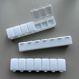 Promotional 7 Day Pill Box with Braille Engraving Hot Sale Printable Logo Medicine Organizer