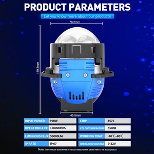 Xenplus Nuevo Chip LED BI <span class=keywords><strong>de</strong></span> Alta Potencia <span class=keywords><strong>de</strong></span> 190W 56000LM con Lente <span class=keywords><strong>de</strong></span> 3 Pulgadas 12V, Lámparas Mini Faro Delantero para Coche, Color 6500K para Coches Universales - Product Image 6