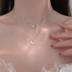 Hete Verkoop Delicate Maan Ketting Glanzende Sterren Gelaagde Hanger Choker Verjaardagsfeestje Geschenken Mode Vrouwen - Product Image 4