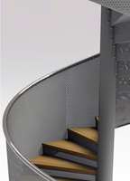 Escalier en spirale rectangulaire en fer forgé, rampe en pvc, modèle de structure d'escalier en spirale de maison, m
