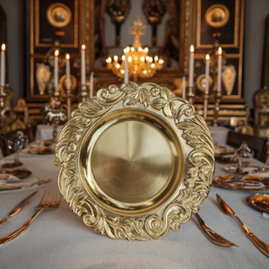 Assiettes de présentation dorées de luxe en plastique PP durable, directement de l'usine, <span class=keywords><strong>pour</strong></span> mariages et événements, échantillon gratuit, vente en gros - Product Image 5
