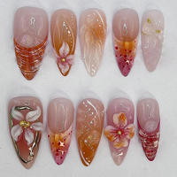 Nouvelles Tendances : 24 Faux Ongles Cercueil Personnalisés OEM, Faits Main, à Coller, avec Paillettes