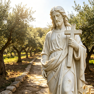 Statue de Jésus en marbre de style religieux catholique, taille personnalisée, Sacré-Cœur pour la décoration d'église - Product Image 2