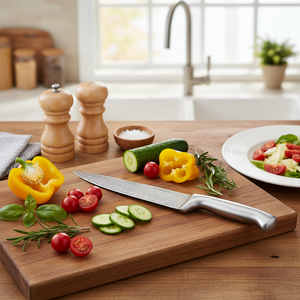 Couteaux de cuisine de style japonais de haute qualité Ligne de saphir-Boîte de 48 comprenant du pain d'office Couteaux de chef Santoku avec encoches de lame - Product Image 3
