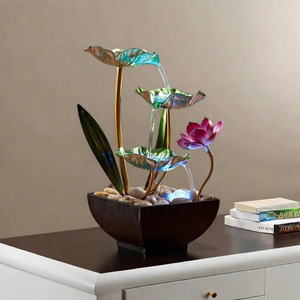 Quanfangyuan Lotus Water Feature With Backlight <b>Electric</b> Indoor Decor For Home Office Tea <b>Table</b> - Product Image 3