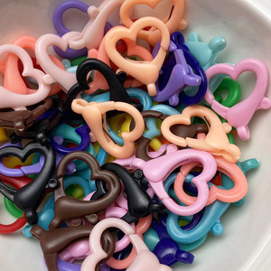 Colorful Plastic Heart Lobster Clasp 27mm Hook For Bag Accessories Sweet Style DIY Keychain Phone Strap <b>Spring</b> <b>Clip</b> - Product Image 1