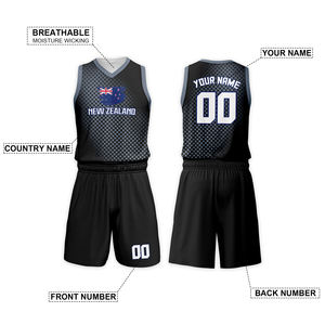 Conjunto de Camiseta de Baloncesto Infantil Estilo Bandera Personalizada, Cuello en V Negro, Transferencia Térmica, Tallas Grandes, Entrenamiento Juvenil Universitario, 100% - Product Image 2