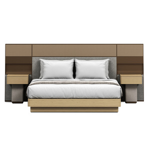 Ensemble complet <span class=keywords><strong>de</strong></span> mobilier d'hôtel SEM pour chambre standard, en cuir véritable, style chinois moderne, personnalisable, avec écran <span class=keywords><strong>de</strong></span> lit à panneaux multi-tailles 1 - Product Image 2