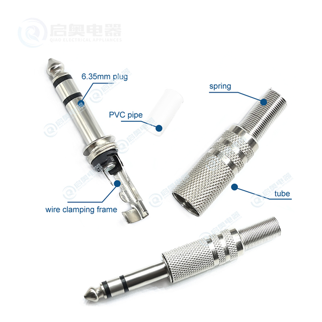 High Quality 6.35mm Stereo Male 1/4 Inch Audio Microphone Plug Jack Connector Accessories Qiao Brand Model QA-YPC-