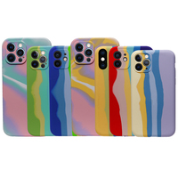 Étui antichoc en silicone liquide doux avec logo OEM arc-en-ciel et doublure en microfibre pour 11 Pro Max/XR/XS/7/8/6s/6 Plus