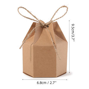 Boîtes cadeaux en papier brun <span class=keywords><strong>et</strong></span> <span class=keywords><strong>blanc</strong></span> personnalisées en gros, motif hexagonal, couleur unie, carton, boîte cadeau pour bonbons, emballage pour mariage, fête - Product Image 5
