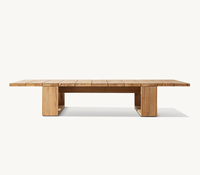 Table basse rectangulaire d'extérieur en teck BAHIA, résistante aux intempéries, couleur personnalisée, pour jardin, patio, balcon et hôtel