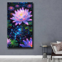 Peinture Diamant Ever Moment Lotus Lumineux 5D – Kits d'Art Diamant DIY à Perçage Complet pour Décoration Murale Domestique ASF2950