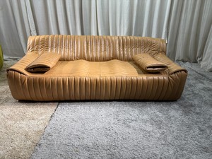 Divano in Pelle Nervata di Lusso Stile <span class=keywords><strong>Terrazza</strong></span> Postmoderno, Divano Sezionale in Pelle Bovina di Prima Qualità per Salotto di Design - Product Image 5