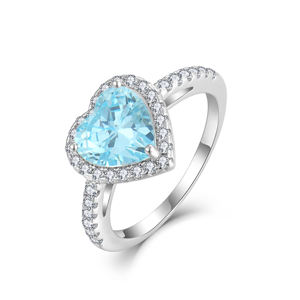 YH JEWELLERYファインジュエリーシルバーリング925女性925スターリングシルバー3A 5A Czハローペイブバンドハートエンゲージメントリング - Product Image 1