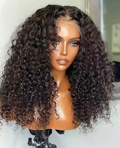 Perruques de cheveux humains fermeture frisée jerry curly 16 pouces afro lisse avec dentelle frontale en dentelle body wave full lace en tresses - Product Image 1