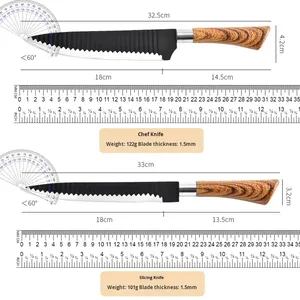 Juego de <span class=keywords><strong>Cuchillos</strong></span> de Cocina Profesionales de 6 Piezas, Ambidiestros, Acabado Satinado, Mangos con Diseño de Madera, <span class=keywords><strong>Cuchillos</strong></span> de Chef de Acero Inoxidable, Venta al Por Mayor <span class=keywords><strong>Global</strong></span> - Product Image 3