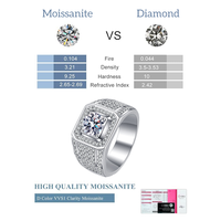 Bague de fiançailles en moissanite 2Ct pour homme en argent sterling 925 avec coupe carrée ronde et brillante