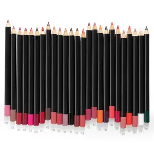 メイクアップベンダーあなた自身のブランド防水長持ちするリップライナーカスタムロゴ木製着色しやすいリップライナー鉛筆