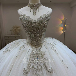 Lsjj149 Luxury Bohemian <b>Wedding</b> Dress Crystal Beaded Corset Sparkly Layered Tulle Ball Gown Chapel Train for - Product Image 3