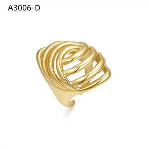 เอมี่ เอมี่แฟชั่นริง A3006 แหวนค็อกเทลทรงเรขาคณิตสแตนเลสสำหรับผู้หญิง 925 ชุบเงินสวมใส่ทุกวันของขวัญเครื่องประดับ - Product Image 2